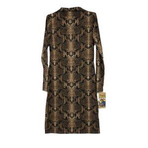 Genesis Fashion Sheila Keighron high neck  brown snakeskin long sleeve dress LG